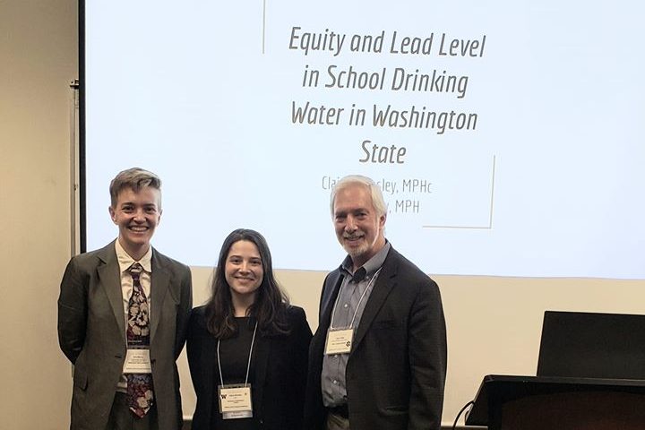 Saturn McCoy (MPH '17), Claire Woosley (MPH '20), and Rep. Gerry Pollet (JD) at WSPHA 2020.