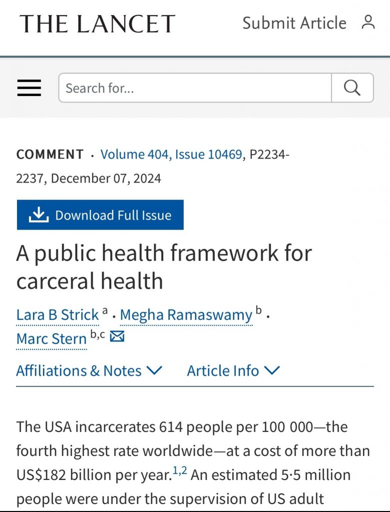 A public health framework for carceral health